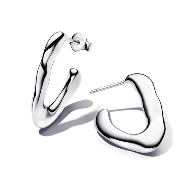 293290C00 - Otwarte kolczyki obręcze o organicznym kształcie litery V 293290C00