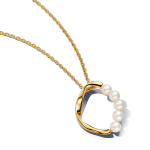 363254C01-60 - Naszyjnik z okrągłą zawieszką o organicznym kształcie i obrabianymi słodkowodnymi perłami hodowanymi 363254C01-60