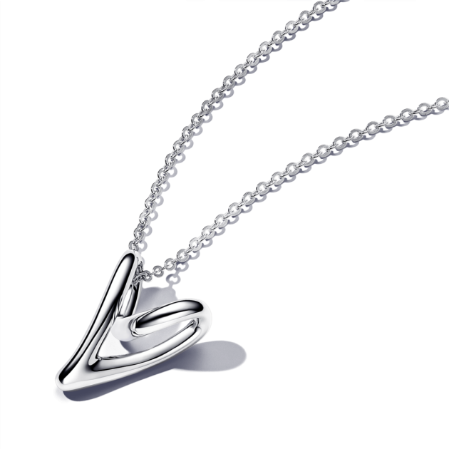 393272C00-70 - Naszyjnik z zawieszką w formie serca o organicznym kształcie 393272C00-70