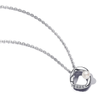 393303C01-45 - Krótki naszyjnik z okrągłą zawieszką pavé o organicznym kształcie i obrobioną słodkowodną perłą hodowaną 393303C01-45