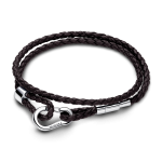 593338C01-D2 - Podwójna pleciona bransoletka Pandora Moments z brązowej skóry  593338C01-D2