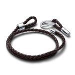 593338C01-D2 - Podwójna pleciona bransoletka Pandora Moments z brązowej skóry  593338C01-D2