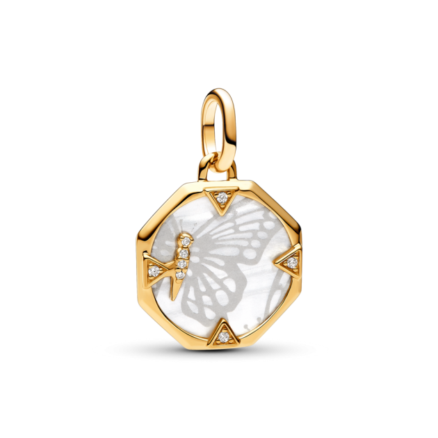 763366C01 - Charms-medalion Pandora ME Perłowozłoty motyl 763366C01