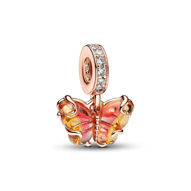 782698C01 - Charms-zawieszka Motyl z różowego i żółtego szkła Murano 782698C01