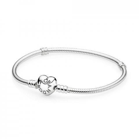 590719-16 - Bransoletka Pandora Moments na łańcuszku o splocie wężykowym z zapięciem w kształcie serca 590719-16