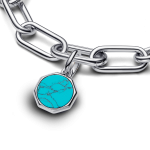 793388C01 - Mały turkusowy charms-medalion z miejscem na grawer 793388C01