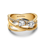 163511C01-52 - Pierścionek ze splecionych pasm z lśniącą kokardą 163511C01-52