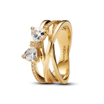 163511C01-54 - Pierścionek ze splecionych pasm z lśniącą kokardą 163511C01-54