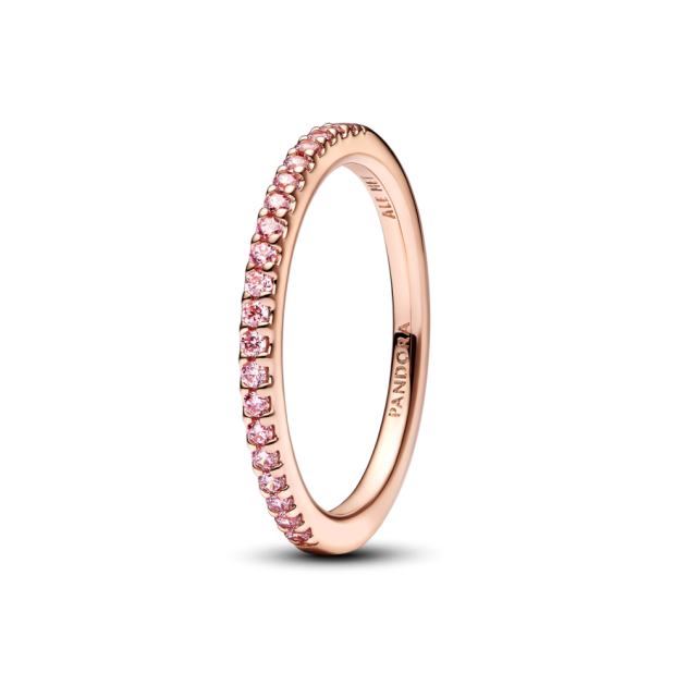 182999C01-50 - Lśniący pierścionek-obrączka z różowymi cyrkoniami 182999C01-50