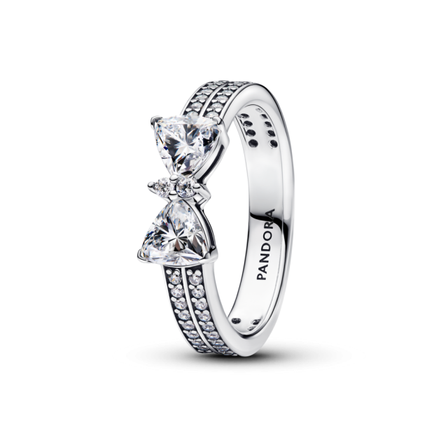 193552C01-50 - Dwurzędowy pierścionek z lśniącą kokardą 193552C01-50