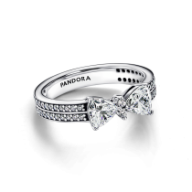 193552C01-50 - Dwurzędowy pierścionek z lśniącą kokardą 193552C01-50