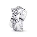 193553C01-52 - Pierścionek ze splecionych pasm z lśniącą kokardą 193553C01-52