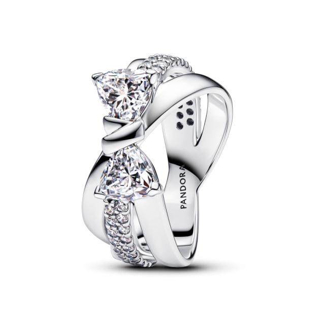 193553C01-54 - Pierścionek ze splecionych pasm z lśniącą kokardą 193553C01-54