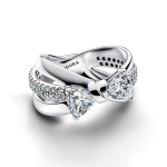 193553C01-54 - Pierścionek ze splecionych pasm z lśniącą kokardą 193553C01-54