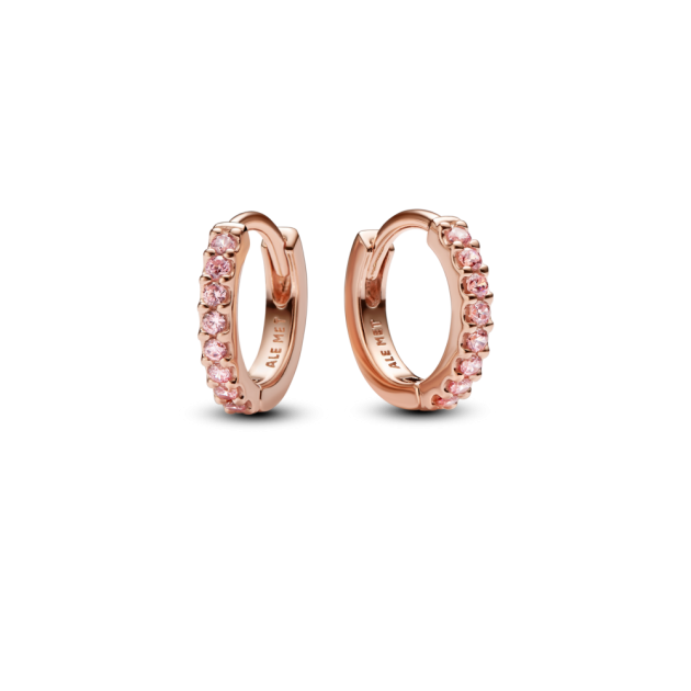 283015C01 - Lśniące kolczyki kółka z różowymi cyrkoniami 283015C01