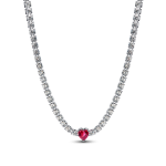 393549C01-40 - Krótki naszyjnik z sercem i lśniącymi kamieniami 393549C01-40