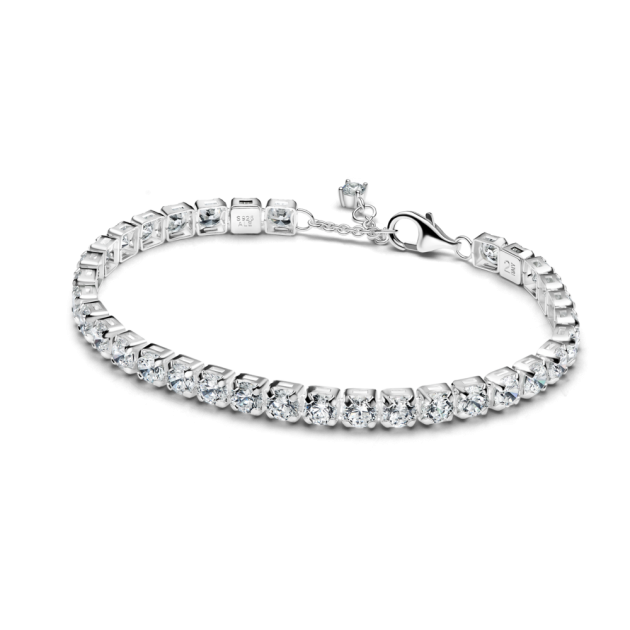 593539C01-16 - Lśniąca bransoletka tenisowa z przezroczystymi kamieniami 593539C01-16