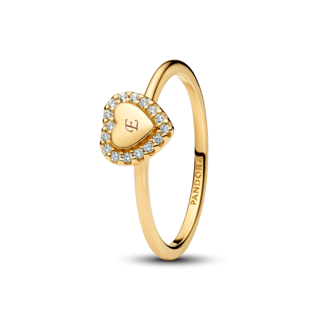 163801C01-54 - Pierścionek z oczkiem w kształcie serca w lśniącej obwódce do grawerowania163801C01-54