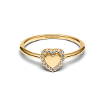 163801C01-54 - Pierścionek z oczkiem w kształcie serca w lśniącej obwódce do grawerowania163801C01-54