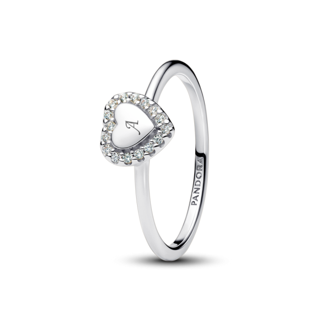 193801C01-56 - Pierścionek z oczkiem w kształcie serca w lśniącej obwódce do grawerowania193801C01-56 