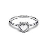 193801C01-56 - Pierścionek z oczkiem w kształcie serca w lśniącej obwódce do grawerowania193801C01-56 