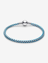 593816C01-18 - Bransoletka o splocie wężykowym przeplatana niebieskim sznurkiem 593816C01-18