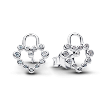 294419C01 - Lśniące kolczyki sztyfty w kształcie serca z motywem kłódki-294419C01