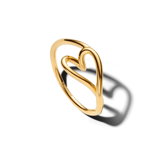 764361C00-54 - Mały pierścionek o organicznym kształcie z motywem serca-164361C00-54