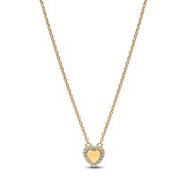 364364C01-45 - Krótki naszyjnik z sercem w lśniącej obwódce z miejscem na grawer-364364C01-45