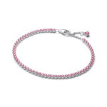 593927C02-18 - Wąska bransoletka tenisowa z różowymi kamieniami 593927C02-18