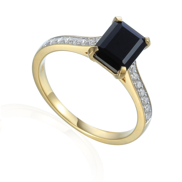 R75834 Y  H/Si - Pierścionek z czarnym agatem i brylantami R75834 Y