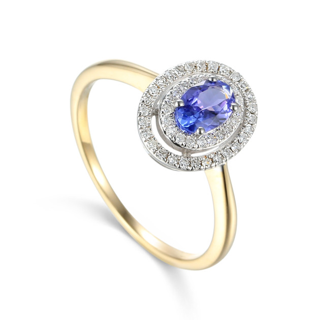 r46247yw t 0,50ct - Pierścionek z tanzanitem i brylantami R46247YW