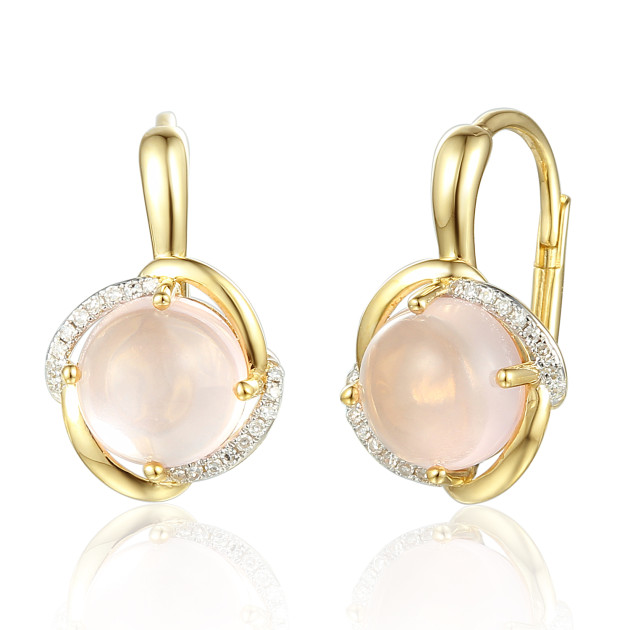 ae213 - Kolczyki z różowym kwarcem i brylantami AE213