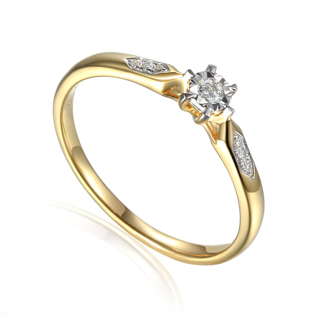 R73503Y W - Pierścionek z brylantami 0,07ct R73503YW