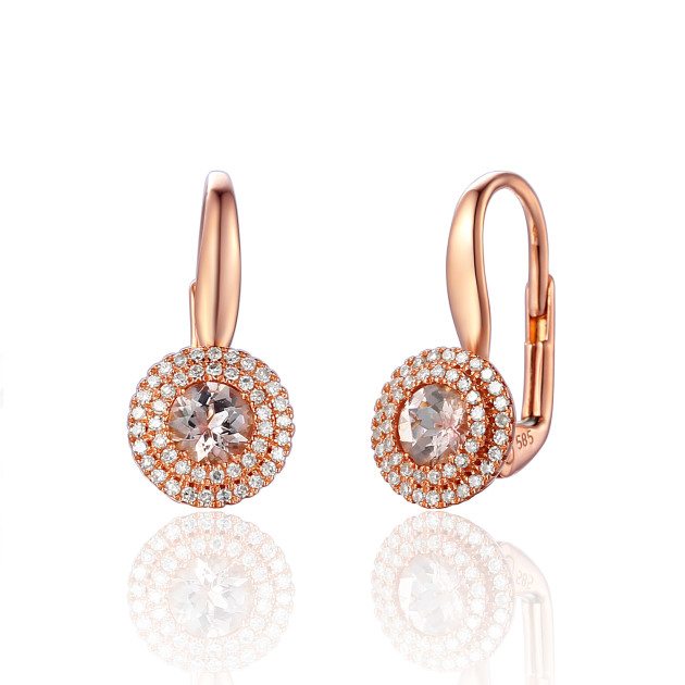 e57736r - Kolczyki z morganitem i brylantami E57736R