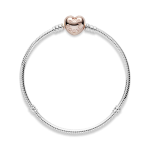 580719-19 - Bransoletka o splocie wężykowym z zapięciem w kształcie serca 580719-19