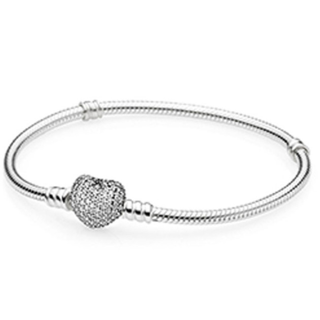 590727CZ-21 - Bransoletka Pandora Moments na łańcuszku o splocie wężykowym z zapięciem Pavé 590727CZ-21