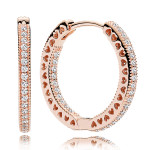 296317CZ - Wysadzane kamieniami kolczyki koła z motywem serc 296317CZ