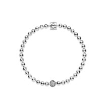 598342CZ-17 - Srebrna bransoletka z koralików, cyrkonia sześcienna 598342CZ-17