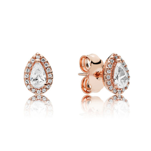 286252CZ - Kolczyki sztyfty z obwódką w kształcie łezki 286252CZ