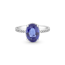 190056C01-56 - Pierścionek z kamieniem w lśniącej obwódce 190056C01-56