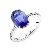 190056C01-56 - Pierścionek z kamieniem w lśniącej obwódce 190056C01-56