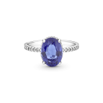 190056C01-58 - Pierścionek z kamieniem w lśniącej obwódce 190056C01-58