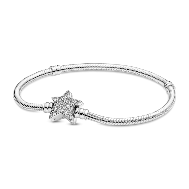 599639C01-18 - Bransoletka wężykowa Pandora Moments, zapięcie z asymetryczną gwiazdą 599639C01-18