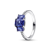 192389C01-52 - Lśniący niebieski prostokątny pierścionek z trzema kamieniami192389C01-52
