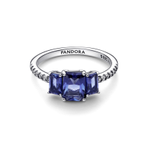192389C01-52 - Lśniący niebieski prostokątny pierścionek z trzema kamieniami192389C01-52