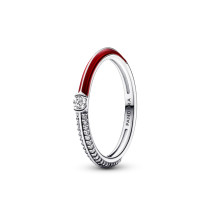 192528C01-50 - Dwustronny pierścionek Pandora ME wysadzany kamieniami i pokryty czerwoną emalią 192528C01-50