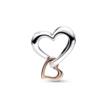 782642C00 - Dwutonowy ażurowy charms w kształcie serca z symbolem nieskończoności 782642C00
