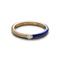 162528C01-52 - Dwustronny pierścionek Pandora ME wysadzany kamieniami i pokryty niebieską emalią