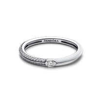 192528C02-54 - Dwustronny pierścionek Pandora ME wysadzany kamieniami i pokryty białą emalią 192528C02-54 